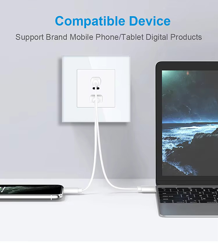 65W Triple USB Wall Socket With Super Fast Charging - White - Image 8