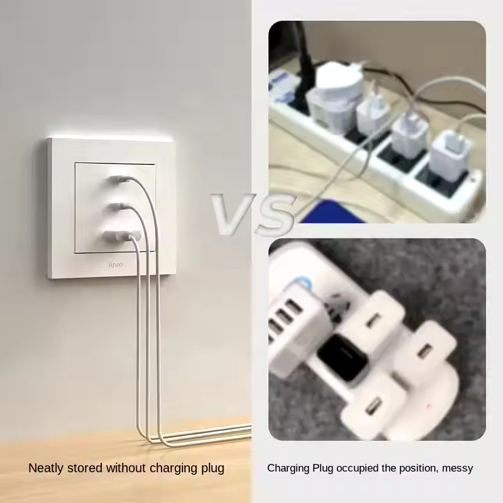 65W Triple USB Wall Socket With Super Fast Charging - White - Image 10