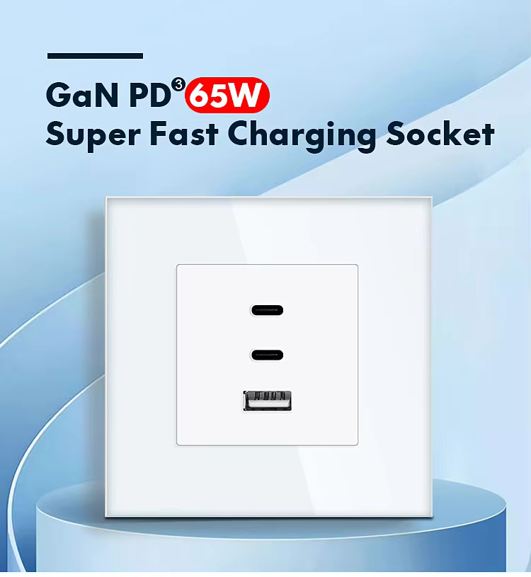 65W Triple USB Wall Socket With Super Fast Charging - White - Image 11